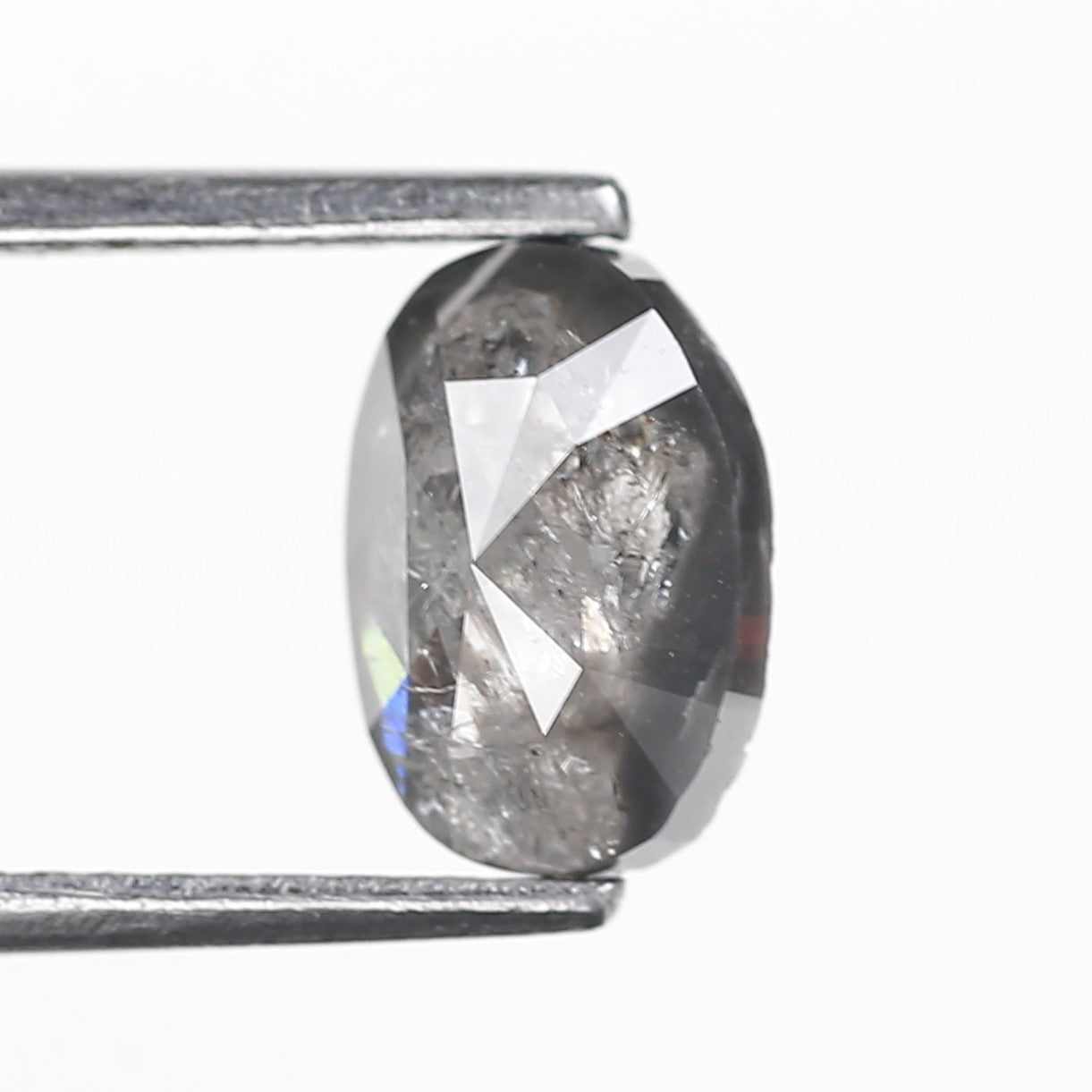 1.44 Ct. Oval Rose Cut Salt and Pepper Fancy Gray Icy Natural Diamond 8.27 mm