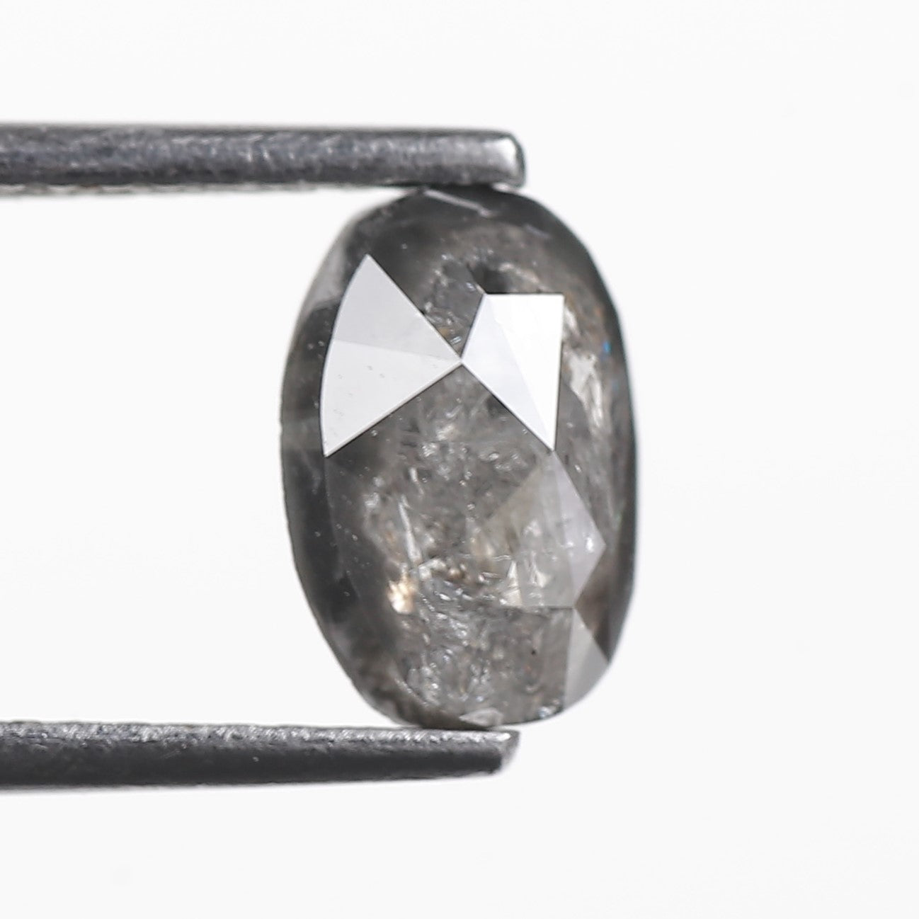1.44 Ct. Oval Rose Cut Salt and Pepper Fancy Gray Icy Natural Diamond 8.27 mm