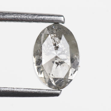 1.14 Ct. Oval Rose Cut Salt and Pepper Fancy Gray Icy Color Natural Diamond 6.7 mm