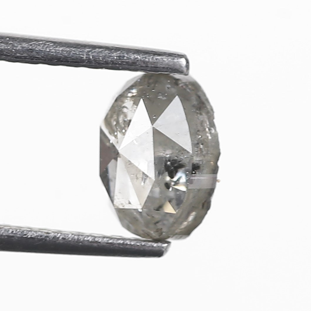 1.14 Ct. Oval Rose Cut Salt and Pepper Fancy Gray Icy Color Natural Diamond 6.7 mm