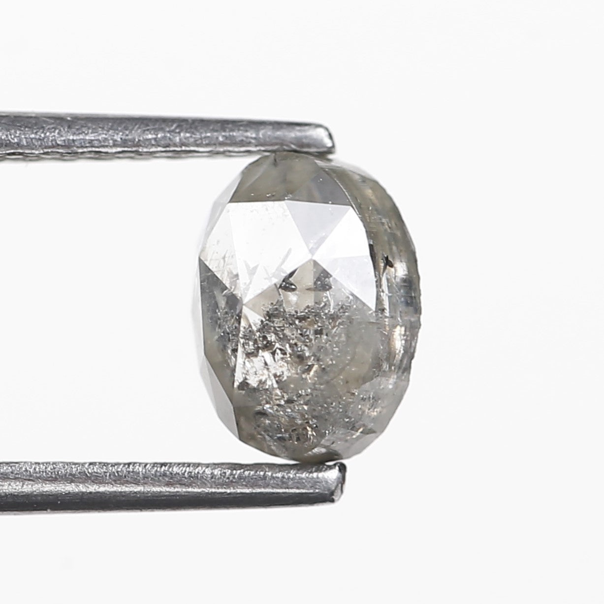 1.14 Ct. Oval Rose Cut Salt and Pepper Fancy Gray Icy Color Natural Diamond 6.7 mm