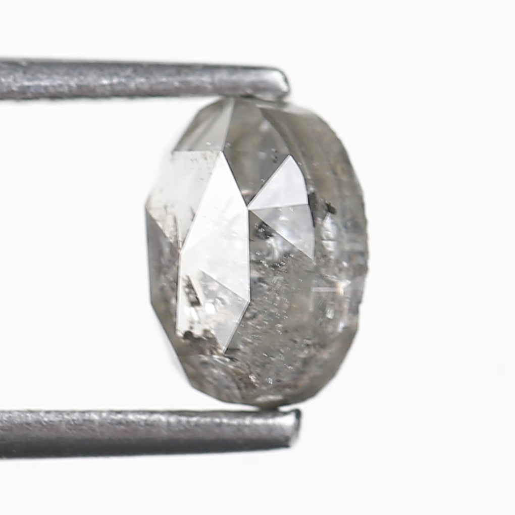 1.14 Ct. Oval Rose Cut Salt and Pepper Fancy Gray Icy Color Natural Diamond 6.7 mm