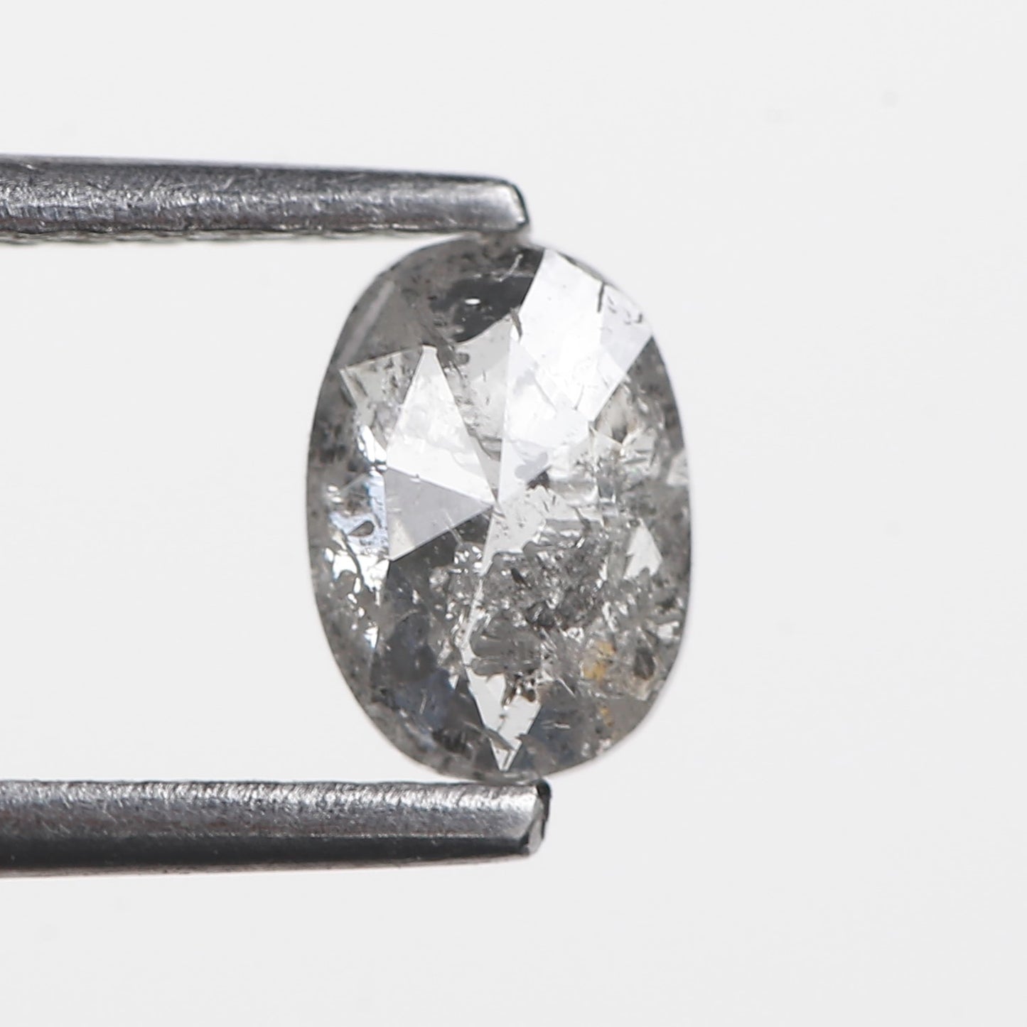 0.56 Ct. Oval Rose Cut Salt and Pepper Fancy Gray Natural Diamond 6.24 mm