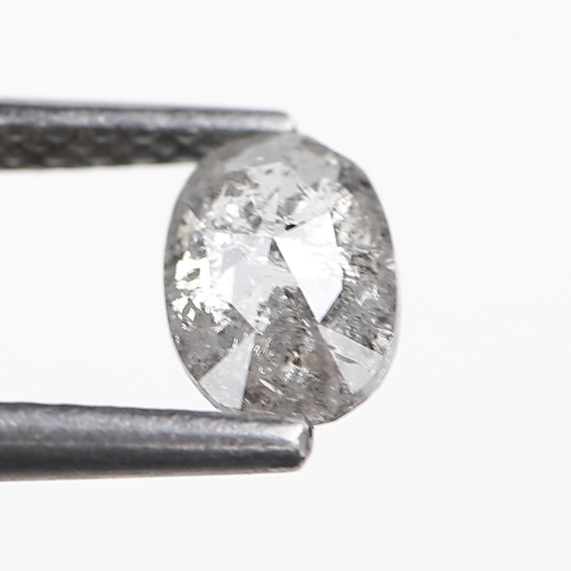 0.56 Ct. Oval Rose Cut Salt and Pepper Fancy Gray Natural Diamond 6.24 mm