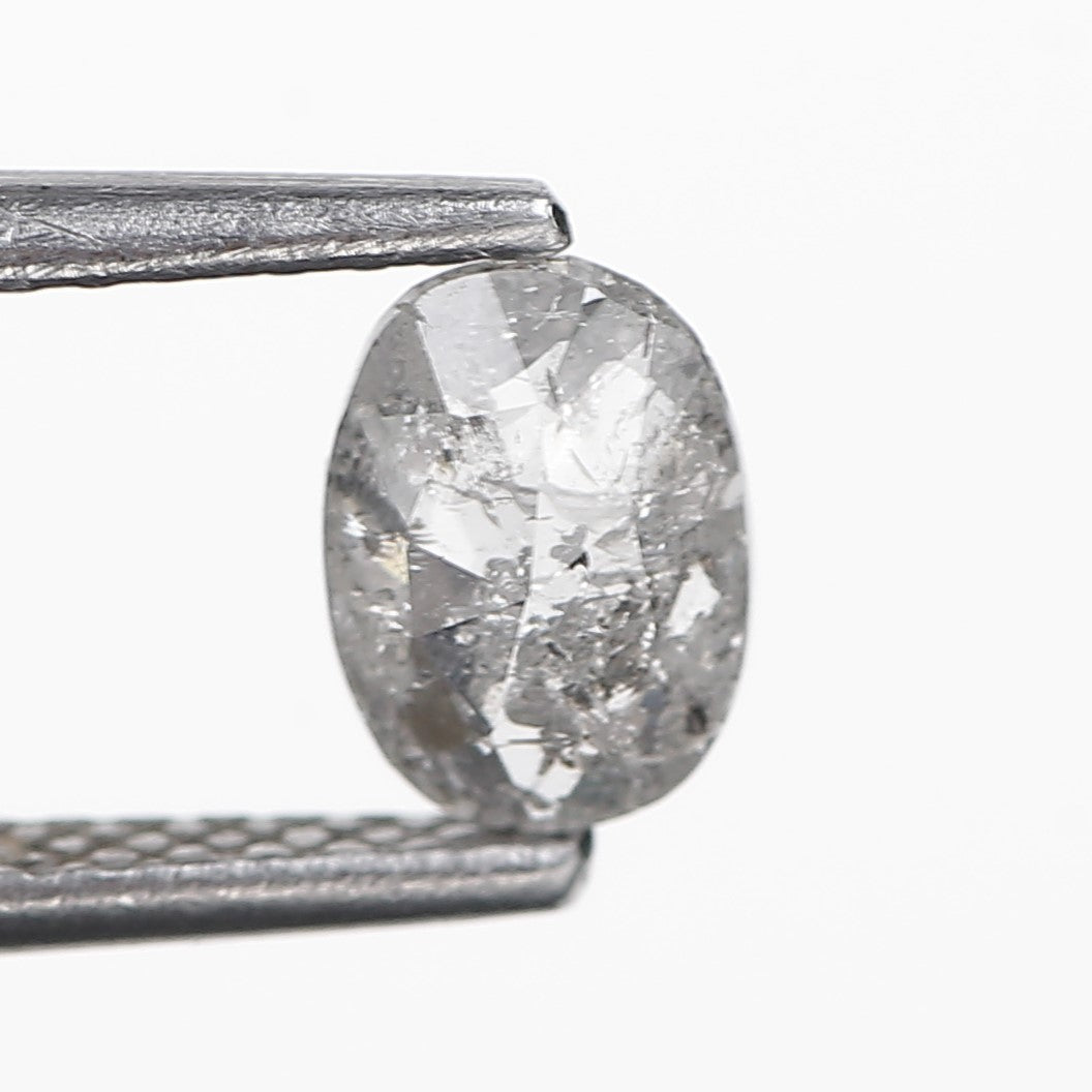 0.56 Ct. Oval Rose Cut Salt and Pepper Fancy Gray Natural Diamond 6.24 mm