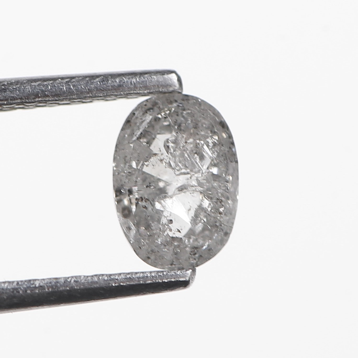 0.56 Ct. Oval Rose Cut Salt and Pepper Fancy Gray Natural Diamond 6.24 mm