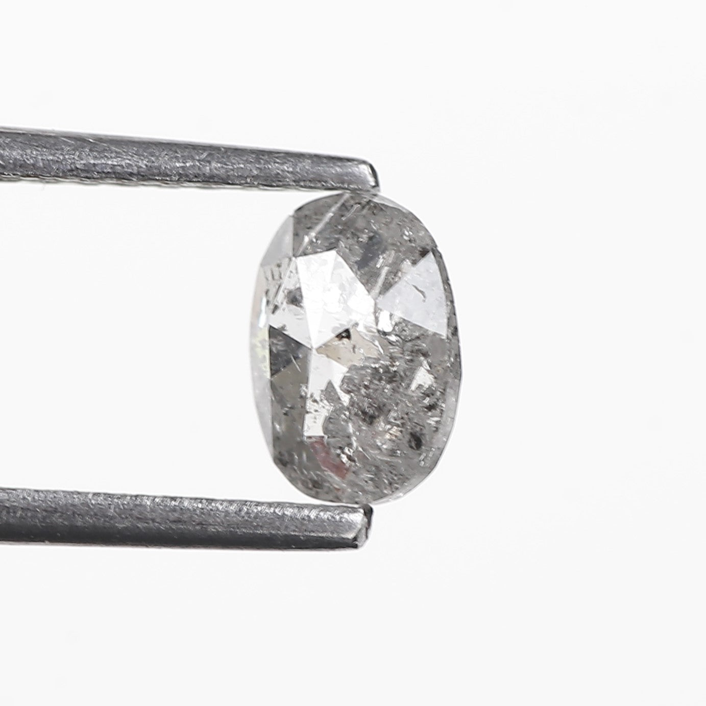 0.56 Ct. Oval Rose Cut Salt and Pepper Fancy Gray Natural Diamond 6.24 mm