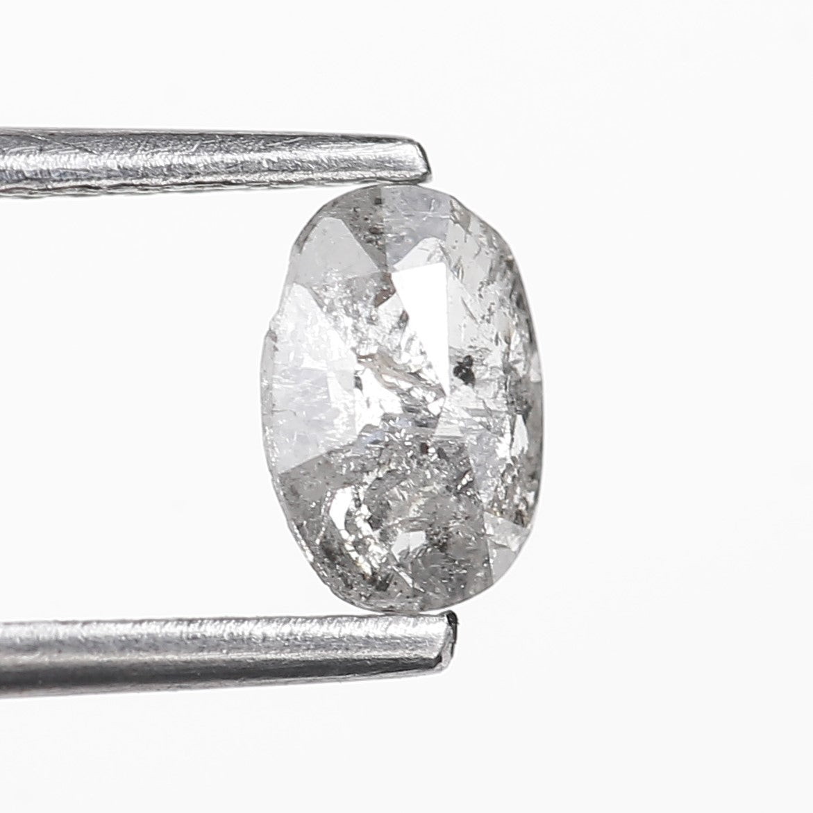 0.56 Ct. Oval Rose Cut Salt and Pepper Fancy Gray Natural Diamond 6.24 mm