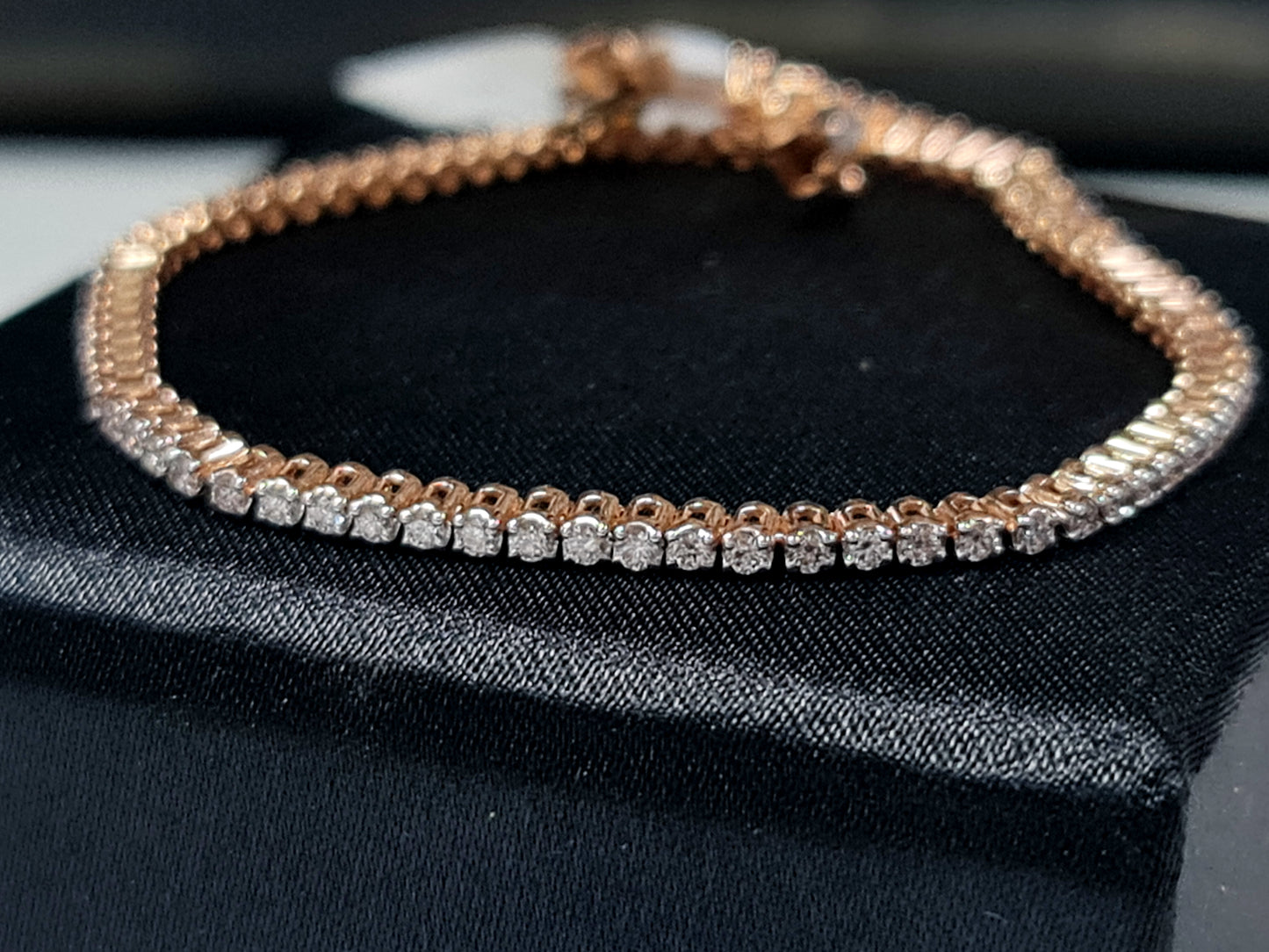 14Kt. Rose Gold Majestic Precious Round Lab Diamond 7 Inch Long Tennis Bracelet
