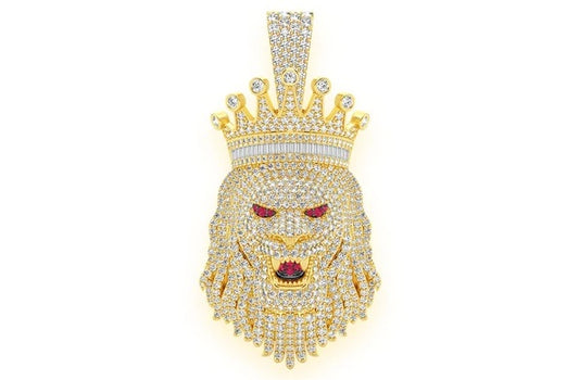 King Crown Lion Pendant 14K