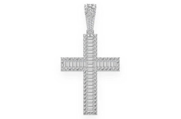 Large Baguette Cross Pendant 14K