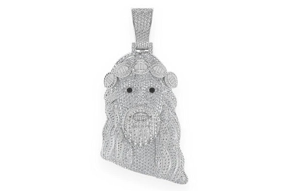Large Baguette Crown Jesus Pendant 14K