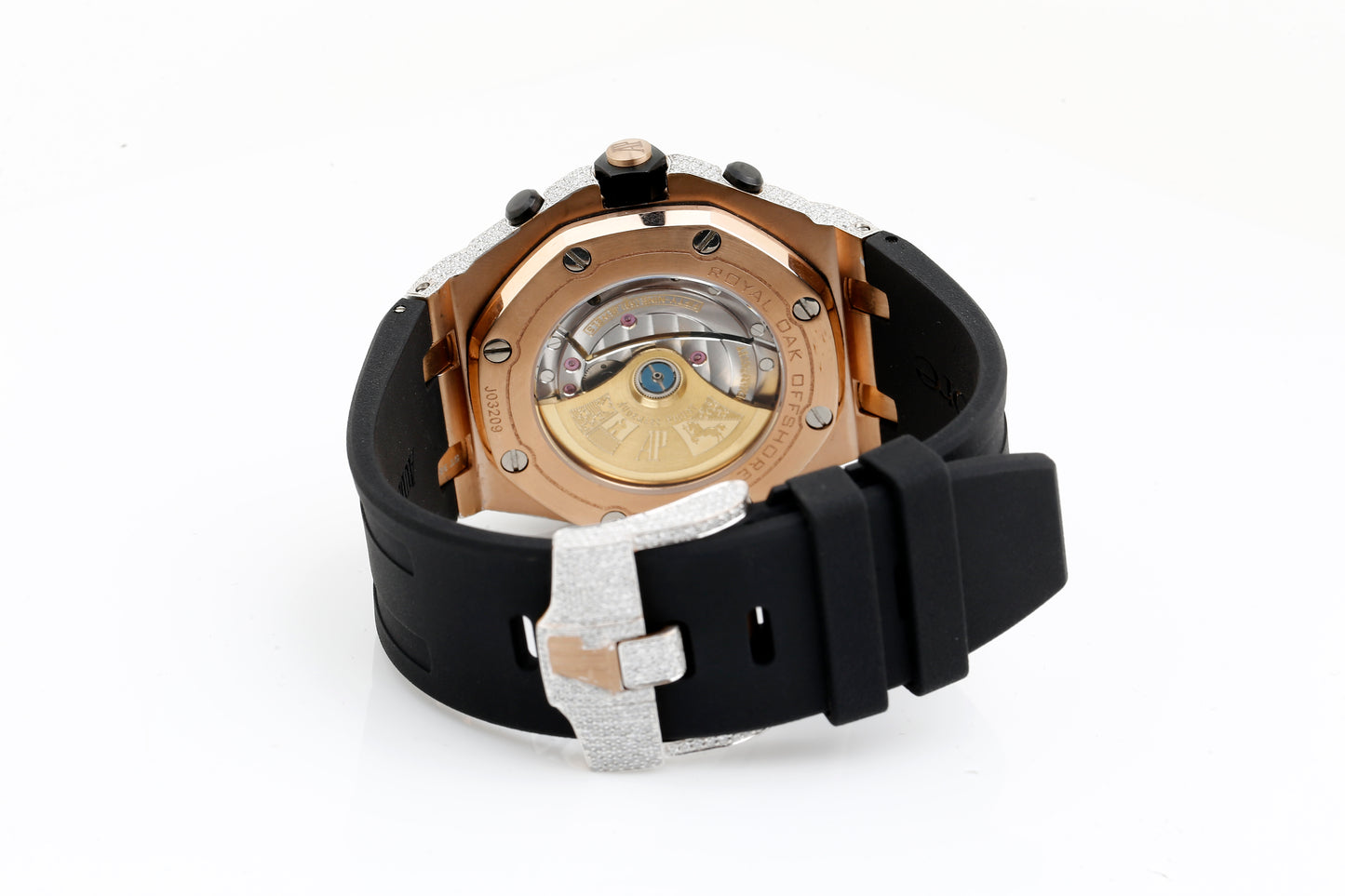 AP Pink and White VVS Moissanite Diamonds Rubber Strap Hip Hop Watch
