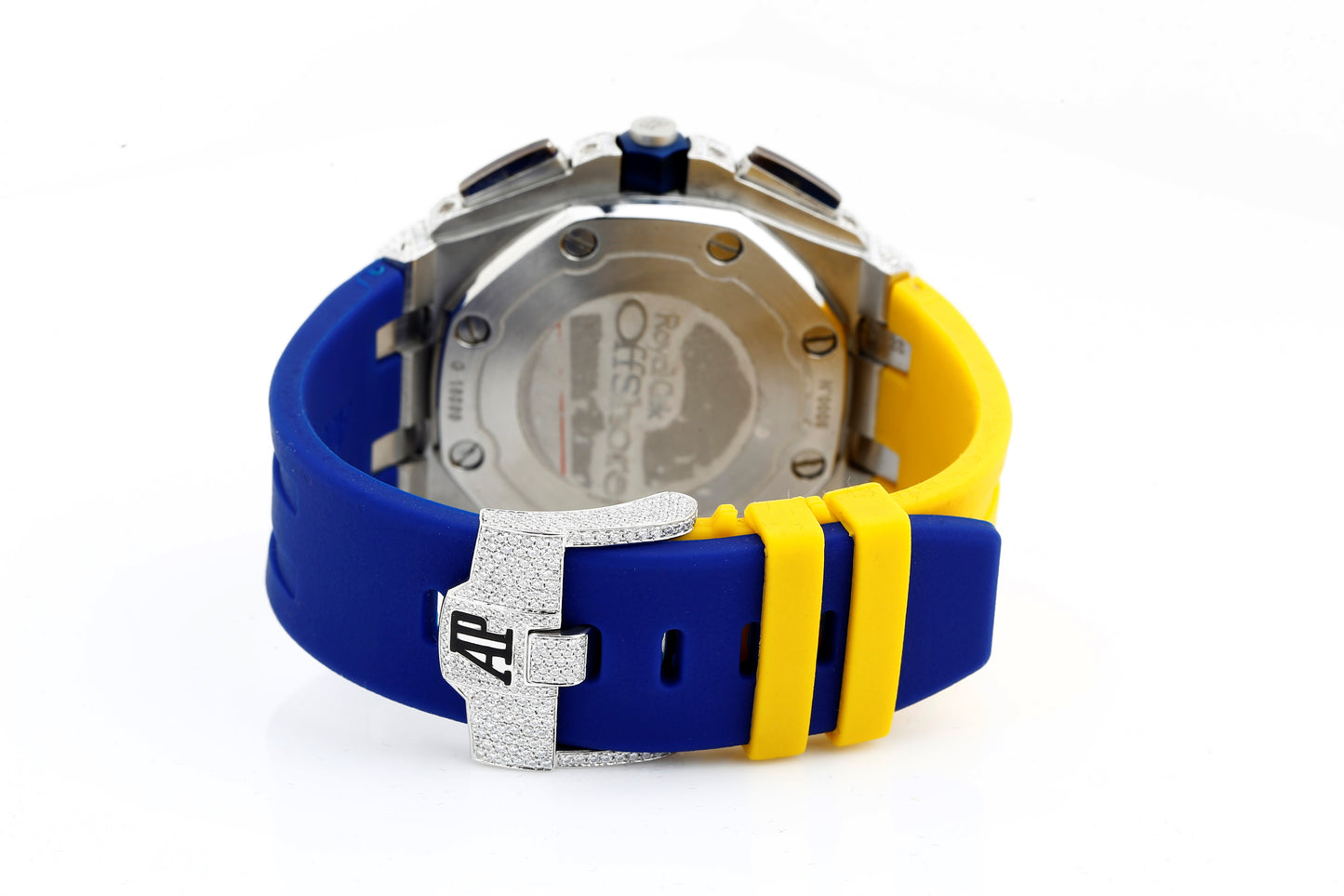 AP Blue and White VVS Moissanite Diamonds Multi Color Silicon Strap Hip Hop Watch