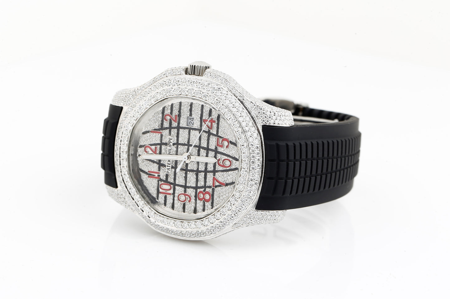 PP White VVS Moissanite Diamonds Iced Out Silicon Strap Hip Hop Watch