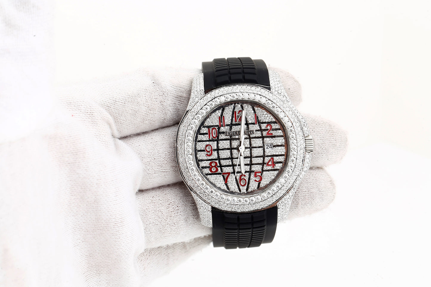 PP White VVS Moissanite Diamonds Iced Out Silicon Strap Hip Hop Watch