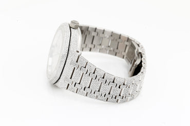 AP Iced Out Real VVS Moissanite White Diamonds Metal Strap Wrist Watch