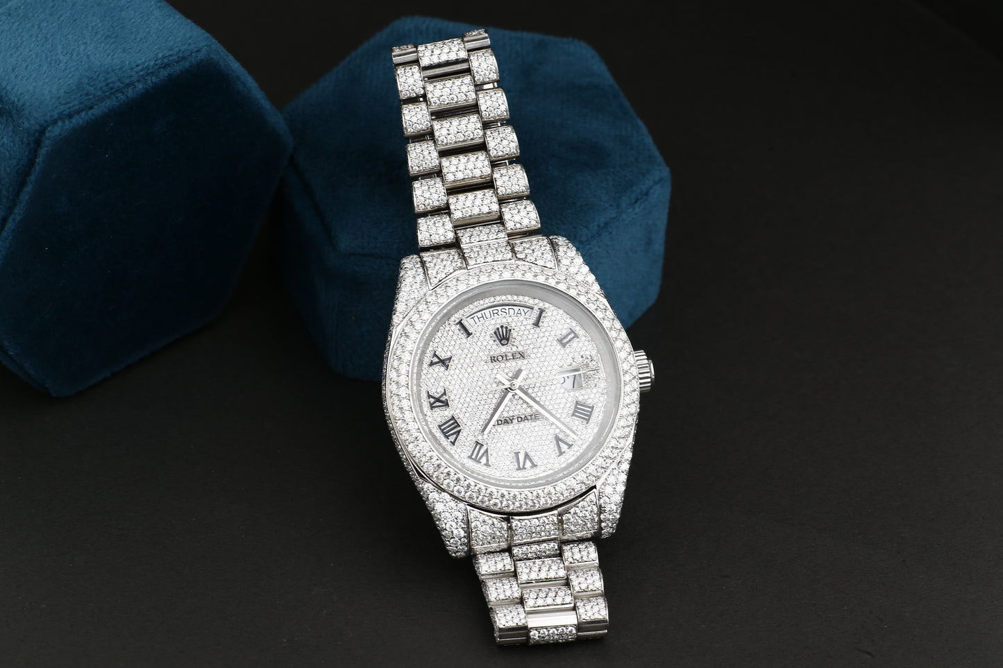 Luxury Rolex Watch in Real VVS Moissanite Diamond Watch, Handmade Stainless Steel Watch For Men/Women