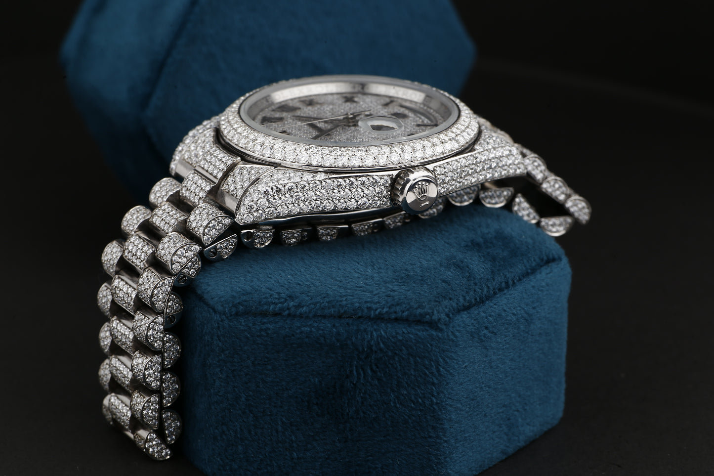 Luxury Rolex Watch in Real VVS Moissanite Diamond Watch, Handmade Stainless Steel Watch For Men/Women