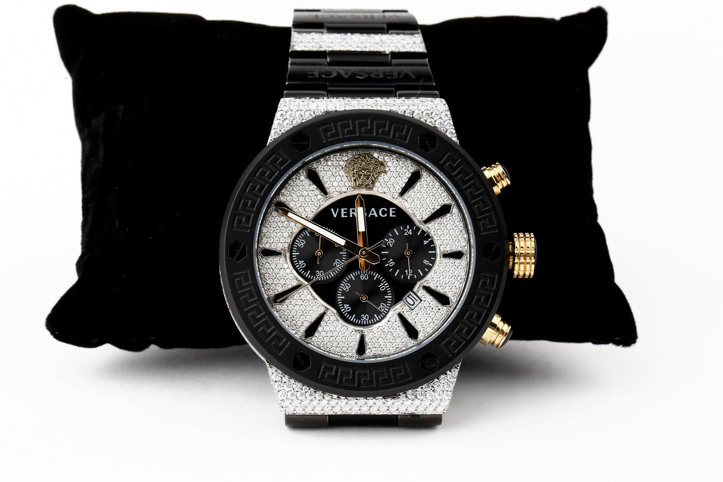 Versace Luxury Watch in Real VVS Moissanite Diamond Watch, Handmade Stainless Steel Watch For Men/Women, Hip Hop Watch, Bust Down Watch Gift for Him