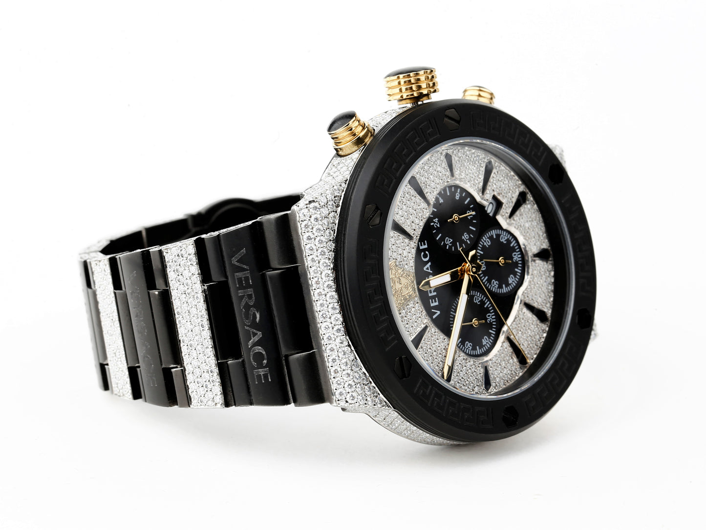 Versace Luxury Watch in Real VVS Moissanite Diamond Watch, Handmade Stainless Steel Watch For Men/Women, Hip Hop Watch, Bust Down Watch Gift for Him