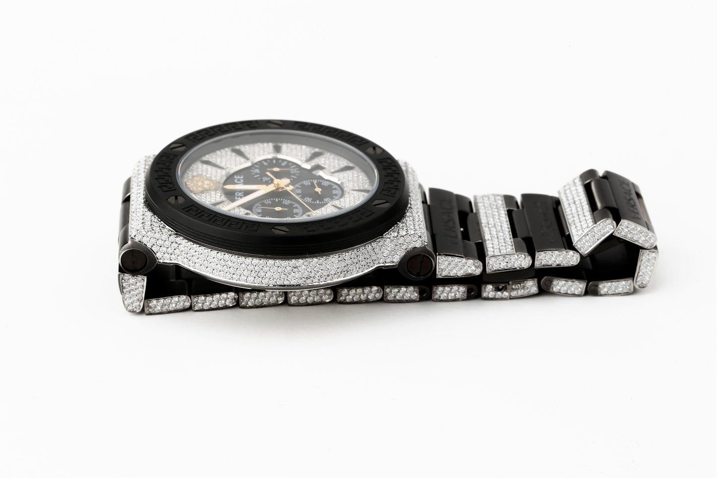 Versace Luxury Watch in Real VVS Moissanite Diamond Watch, Handmade Stainless Steel Watch For Men/Women, Hip Hop Watch, Bust Down Watch Gift for Him