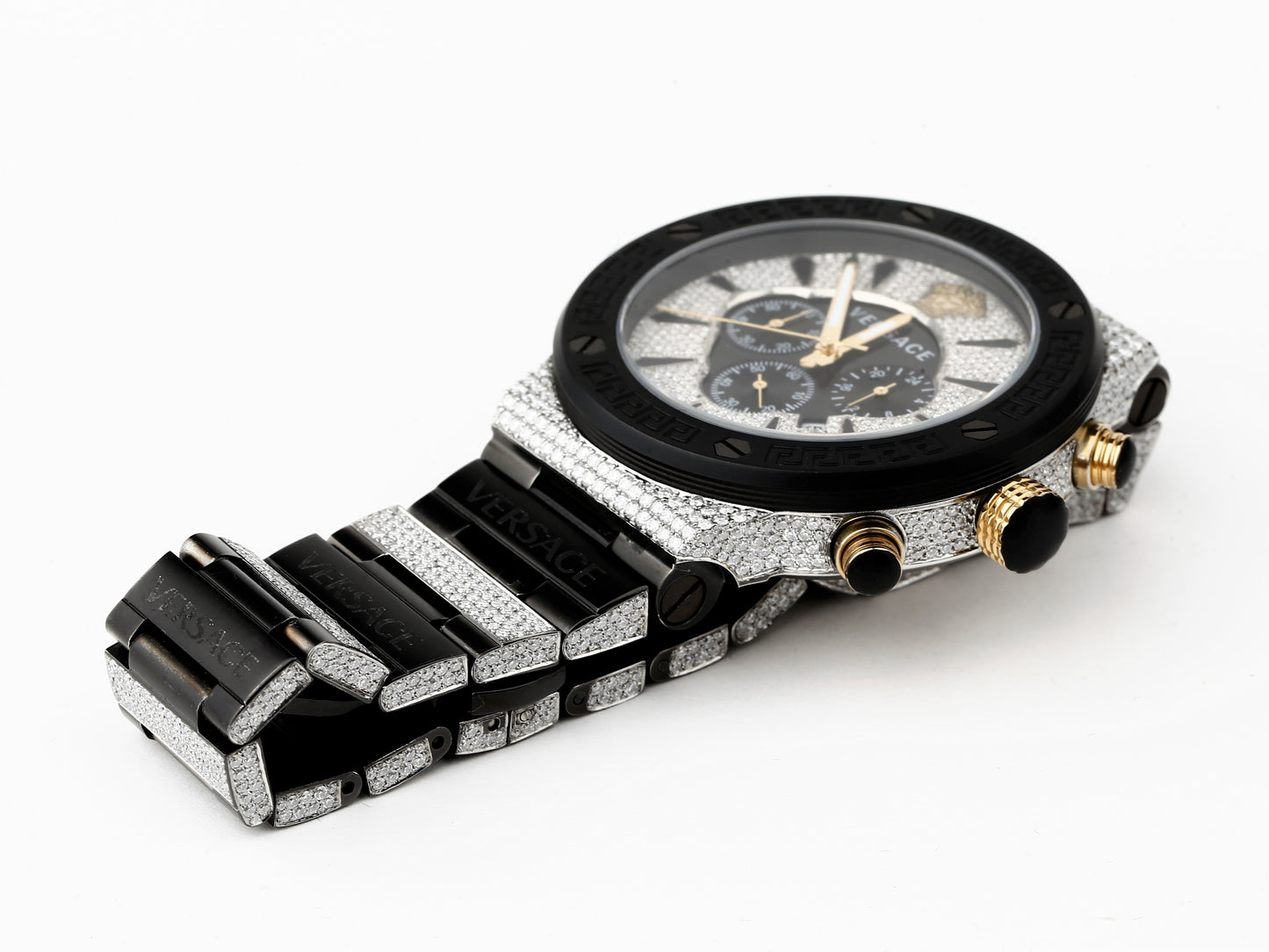 Versace Luxury Watch in Real VVS Moissanite Diamond Watch, Handmade Stainless Steel Watch For Men/Women, Hip Hop Watch, Bust Down Watch Gift for Him