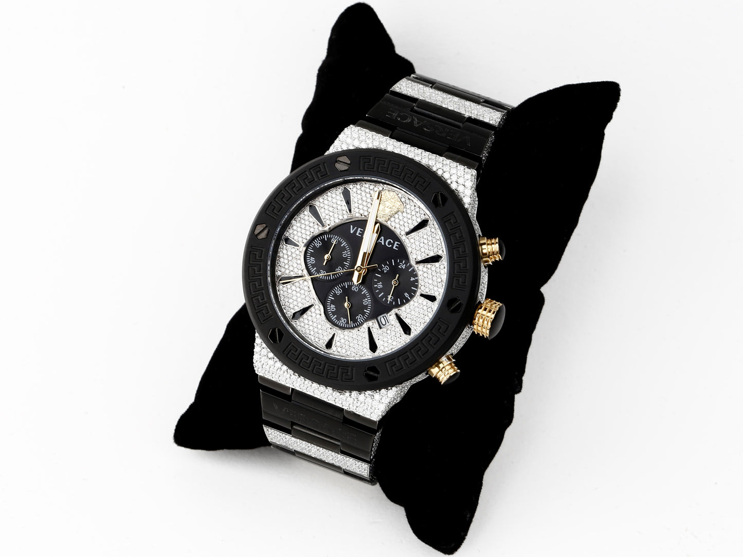 Versace Luxury Watch in Real VVS Moissanite Diamond Watch, Handmade Stainless Steel Watch For Men/Women, Hip Hop Watch, Bust Down Watch Gift for Him