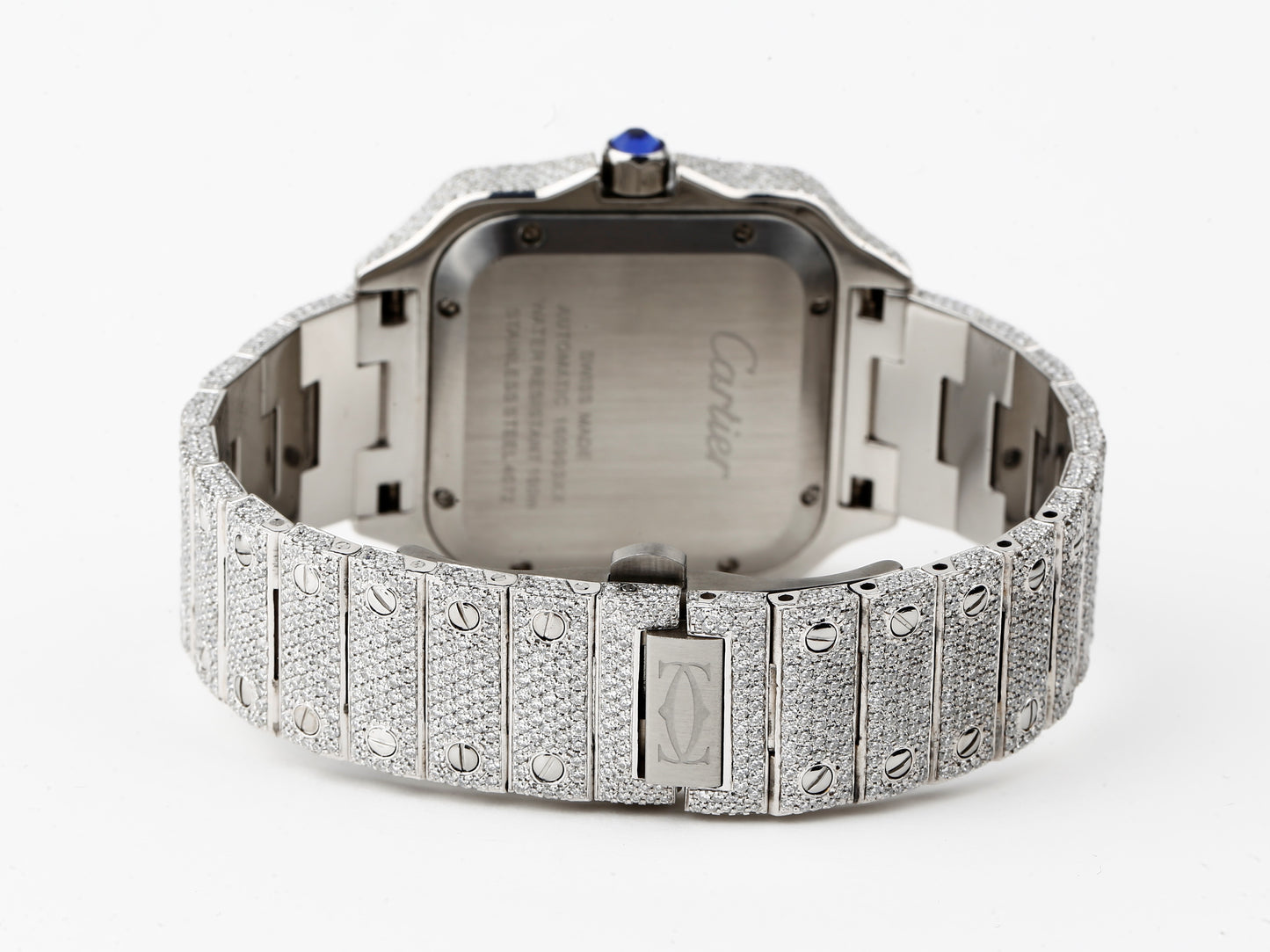 Luxury Cartier Watch in Real VVS Moissanite Diamond Watch, Handmade Stainless Steel Watch For Men/Women