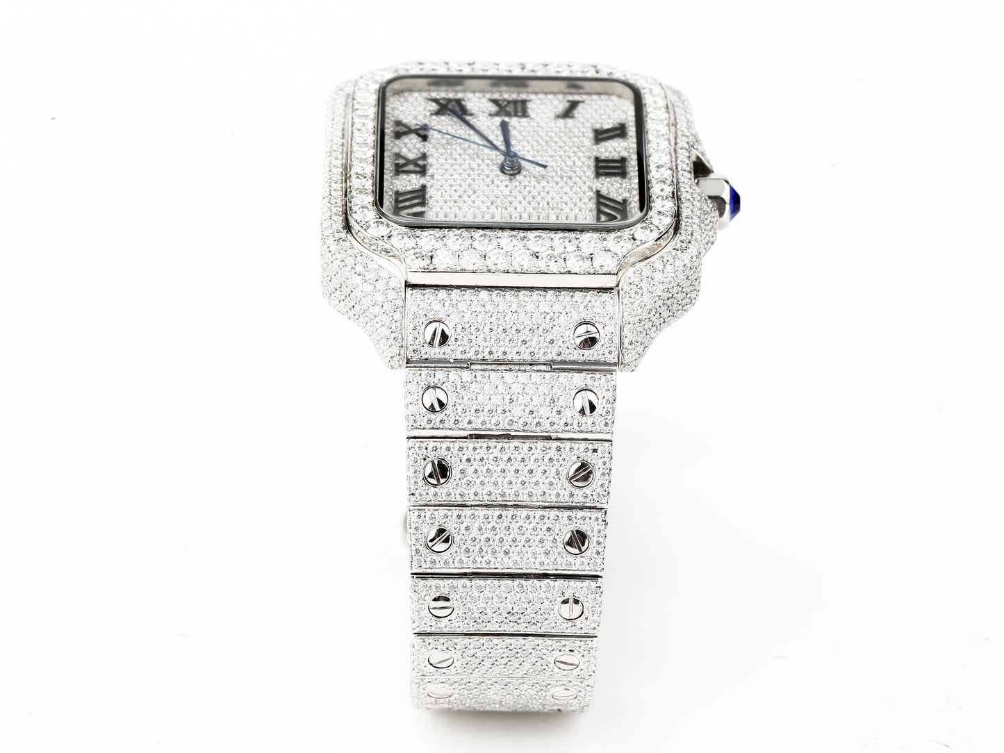 Luxury Cartier Watch in Real VVS Moissanite Diamond Watch, Handmade Stainless Steel Watch For Men/Women