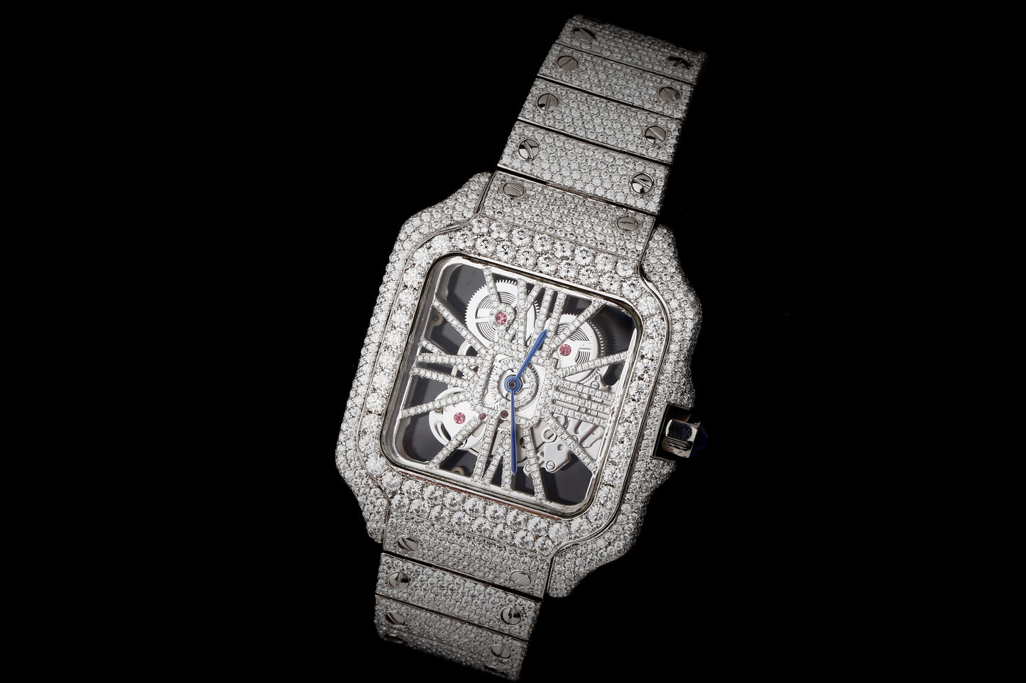 Luxury Cartier Watch in Real VVS Moissanite Diamond Watch, Handmade Stainless Steel Watch For Men/Women