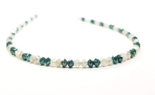 Natural Round Polished Fancy Green and White Color Loose Diamond Beads 16" Inch Shree Diamond Mfg