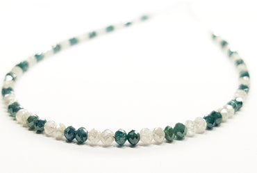 Natural Round Polished Fancy Green and White Color Loose Diamond Beads 16" Inch Shree Diamond Mfg