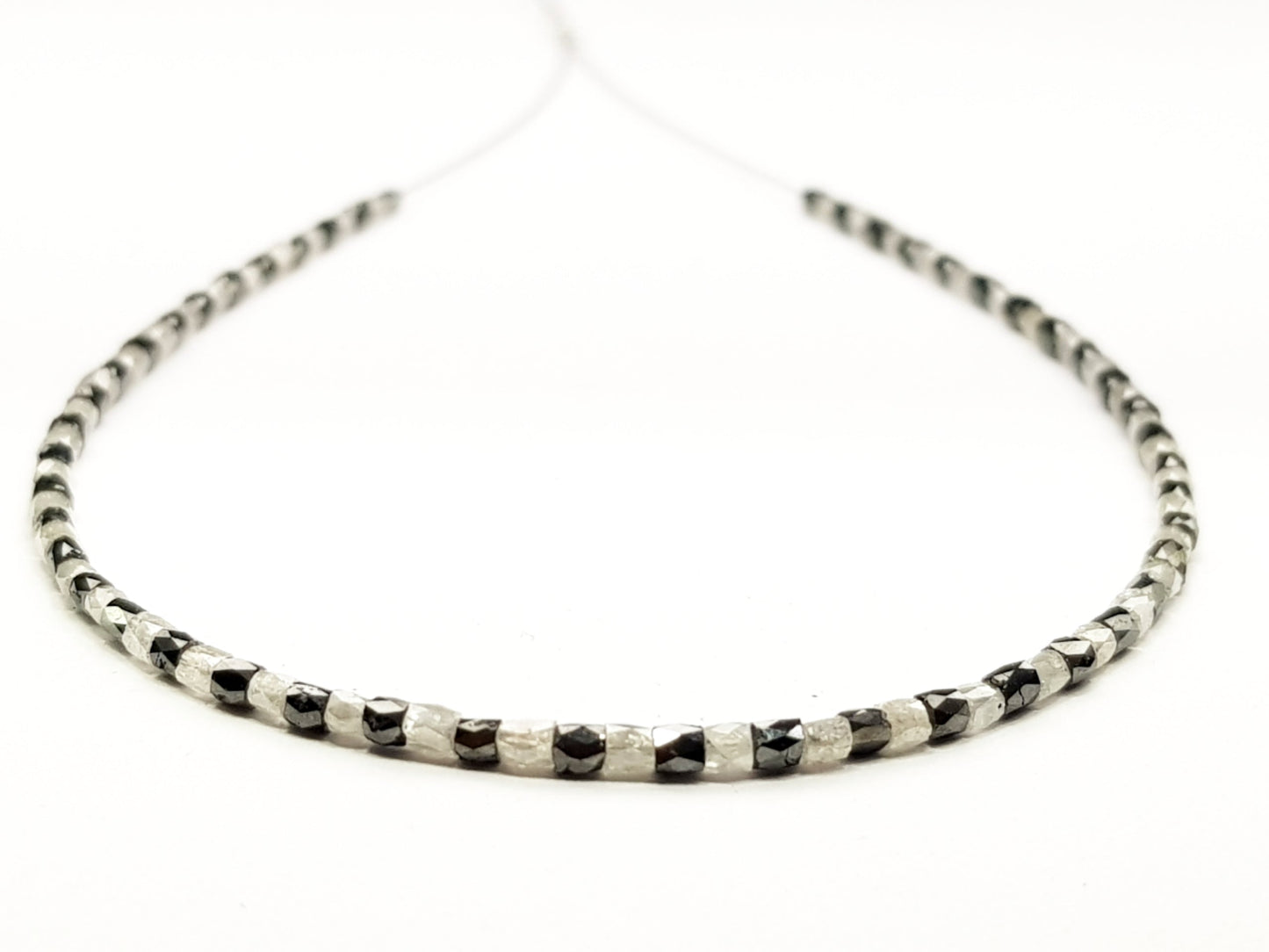 15 Carat Fancy Gray Black Color Tube Polished Loose Diamond Beads 16" Strand Shree Diamond Mfg
