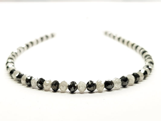 15 Carat Natural Round Polished White and Black Color Loose Diamond Beads 16" Inch Shree Diamond Mfg