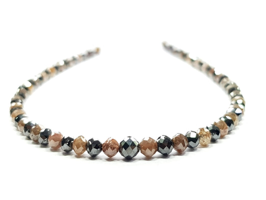 15 Carat Natural Round Polished Red and Black Color Loose Diamond Beads 16" Strand Necklace Shree Diamond Mfg