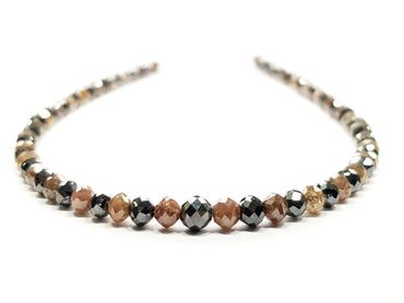 15 Carat Natural Round Polished Red and Black Color Loose Diamond Beads 16" Strand Necklace Shree Diamond Mfg