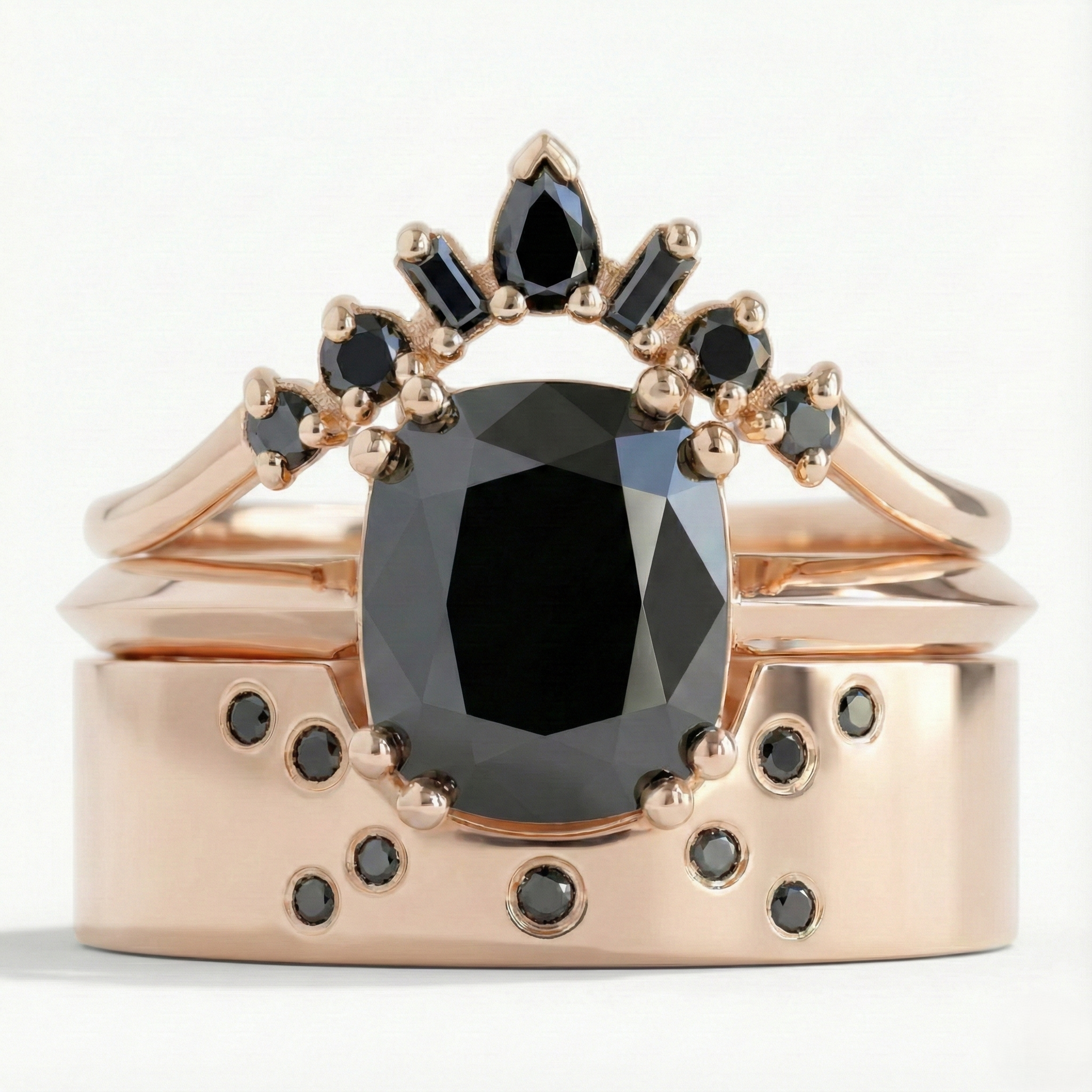 Cushion Shape Fancy Black Color Center Diamond Vintage Solid Gold Ring - Shree Diamond Mfg