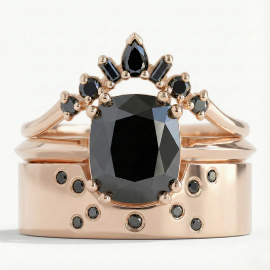 Cushion Shape Fancy Black Color Center Diamond Vintage Solid Gold Ring - Shree Diamond Mfg