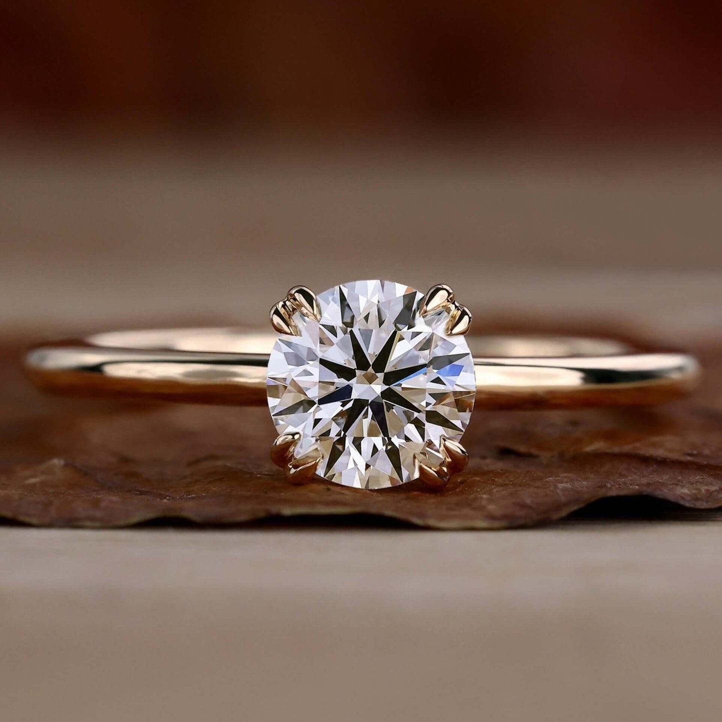 Lab Grown Round Shape Diamond Prong Setting Solitaire Engagement Gold Ring Shree Diamond Mfg