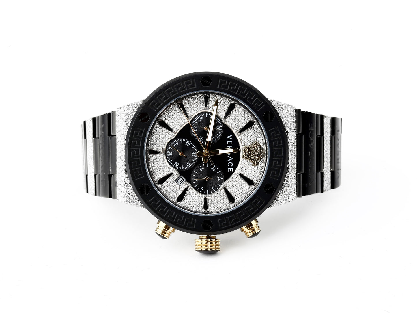 Versace Luxury Watch in Real VVS Moissanite Diamond Watch, Handmade Stainless Steel Watch For Men/Women, Hip Hop Watch, Bust Down Watch Gift for Him