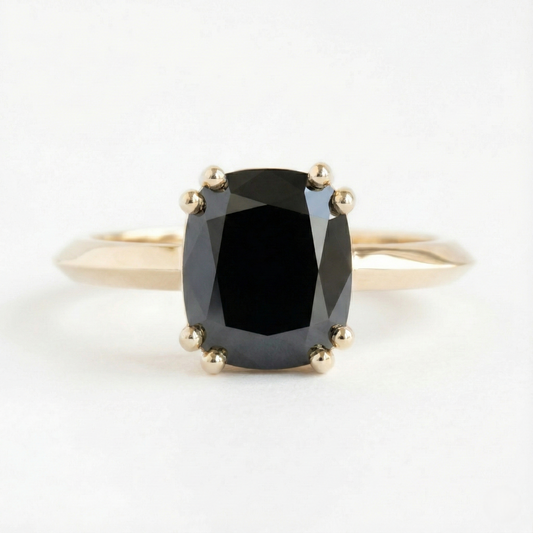 Square Cushion Shape Fancy Black Color Diamond Solid Gold Vintage Ring - Shree Diamond Mfg