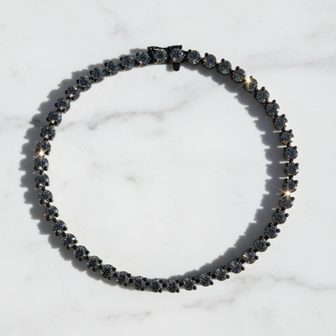 18 kt Stunning Black Gold Precious Round Lab Diamond Tennis Bracelet