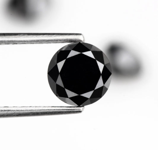 1.00 Carat Fancy Black Round Shape Brilliant Cut Natural Loose Diamond