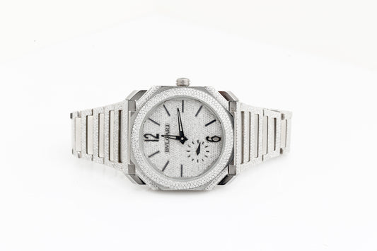 Iced Out Real VVS Moissanite White Diamonds Metal Strap Wrist Watch