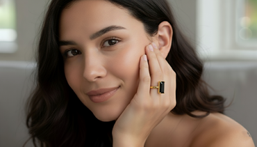 Emerald Shape Black Color Diamond Engagement Ring