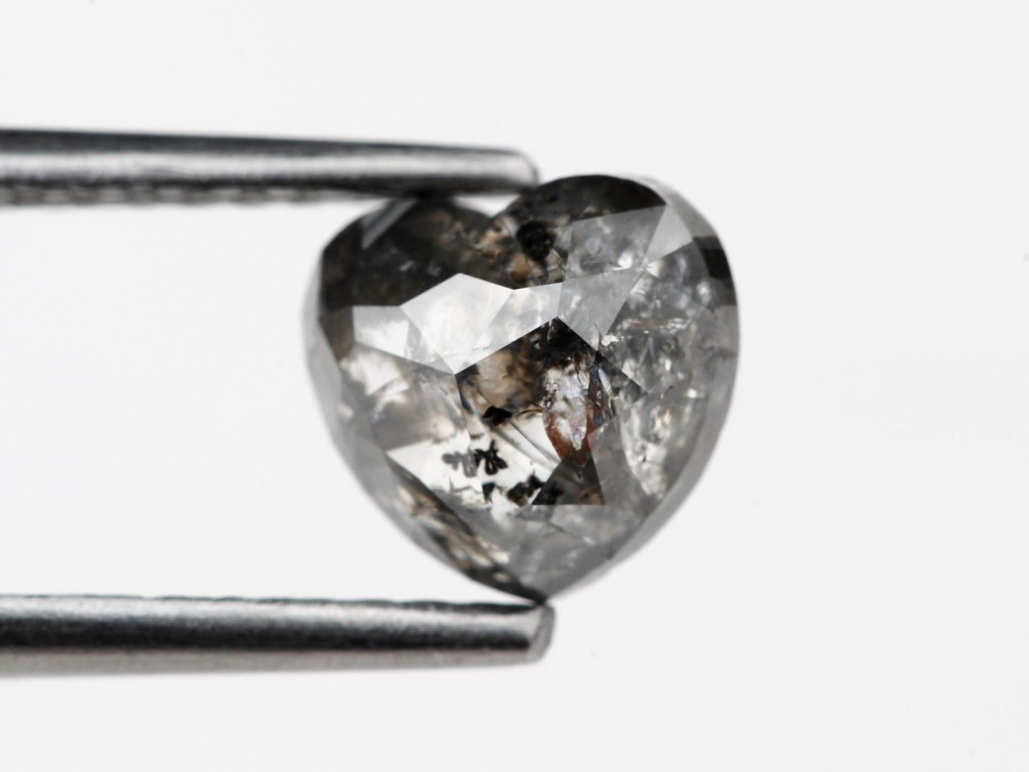 1.41 Carat Heart Gray Rose Cut Salt and Pepper Diamond For Engagement Ring
