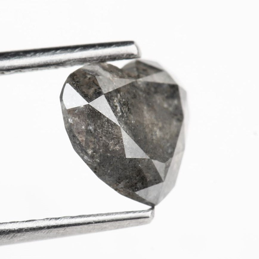 1.73 Carat Heart Shape Fancy Gray Salt and Pepper Natural Diamond For Engagement Ring