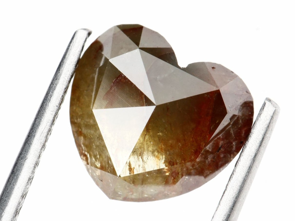 2.17 Carat Heart Shape Diamond Yellow Red Rustic Salt and Pepper Diamond For Engagement Ring