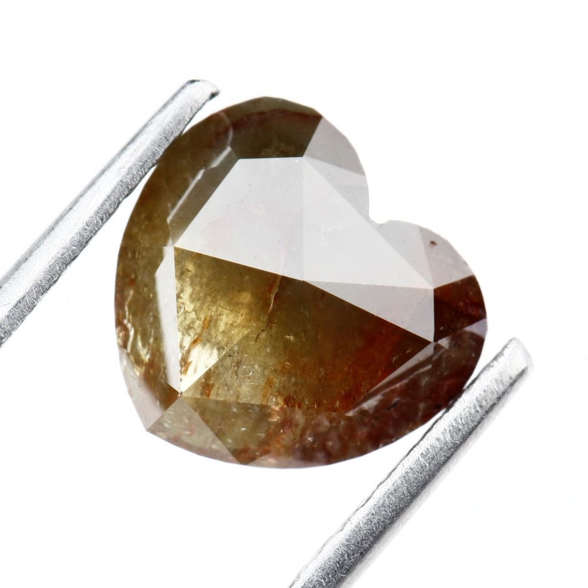 2.17 Carat Heart Shape Diamond Yellow Red Rustic Salt and Pepper Diamond For Engagement Ring